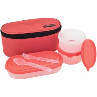                       Trueware Elite 2+1 PP Red 3 Containers Lunch Box (1100 ml)                                              