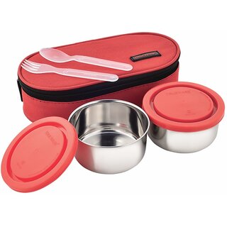 Trueware Classic Stainless Steel 2 Containers Lunch Box (1100 ml)