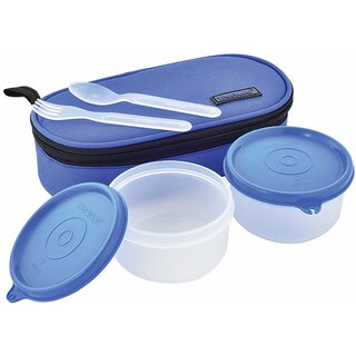                       Trueware Classic PP Blue 2 Containers Lunch Box (600 ml)                                              