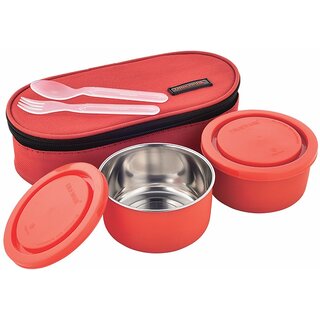                       Trueware Executive Micro Safe Red 2 Containers Lunch Box (600 ml)                                              