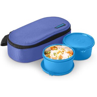                       Trueware Nutri Fresh 2 Insulated Stainless Steel Lunch Box -BlueTiffin Box With Bag for Office,College,School 2 Containers Lunch Box (600 ml)                                              
