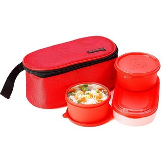                       Trueware Nutri Fresh 2+1 Insulated Stainless Steel Lunch Box -RedTiffin Box With Bag for Office,College,School 3 Containers Lunch Box (1100 ml)                                              
