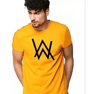                       Ruggstar Yellow Printed Half Sleeve Round Neck Casual T-Shirt                                              