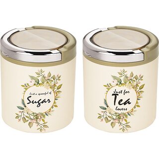                       Trueware Sugar  Tea Container 750 ML Each  - 750 ml, 750 ml Plastic Tea Coffee  Sugar Container (Pack of 2, Beige)                                              