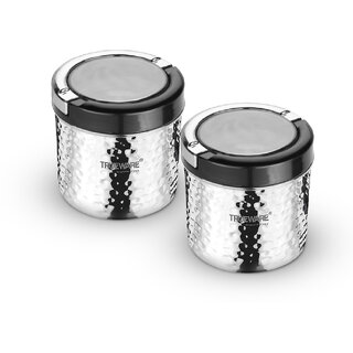                       Trueware Stainless Steel Hammer Lift Up Plus Airtight  - 500 ml, 500 ml Steel Grocery Container (Pack of 2, Silver)                                              