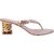 OZURI Women's Embellished V Shape Block Heel Rose Gold Sandal