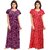 Cauchy Multicolor Cotton Floral Nighty For Women (Pack of 2)