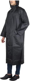 Xodi Rain Coat Waterproof for Double Layer with Hood Rain Suit, Storage Bag (Black) (XXL)