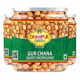 Dhampur Green Jaggery Chickpea Snack/ Gur (Gud) Chana Chikki/ Gajak/ Gachak/ Gud Patti 3x200g