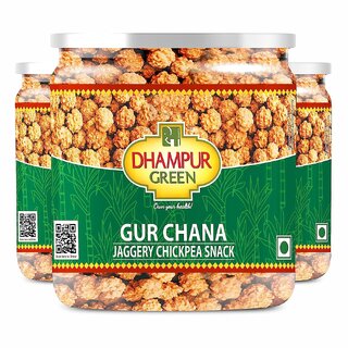 Dhampur Green Jaggery Chickpea Snack/ Gur (Gud) Chana Chikki/ Gajak/ Gachak/ Gud Patti 3x200g