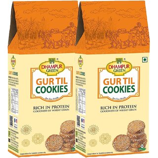 Gur Til Cookies (Jaggery + Sesame Seeds)  High-Fibre High Nutrition Teatime Breakfast Crispy Crunchy 2x200g