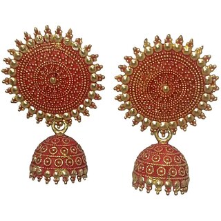                       Bhawna Collections Rajkot Jhumki In Red Color                                              