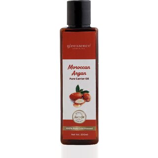                       gleessence Moroccan Argan Oil 100 natural cold pressed oil - 200ml  Argan Hair Oil  Face Oil  Anti hairfall Oil.                                              