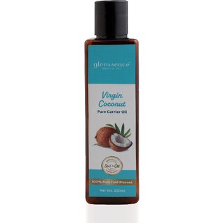                       gleessence Natural Cold Pressed Virgin Coconut Oil - 200ml Coconut Hair Oil for healthy strong hair, Natural moisturing                                              