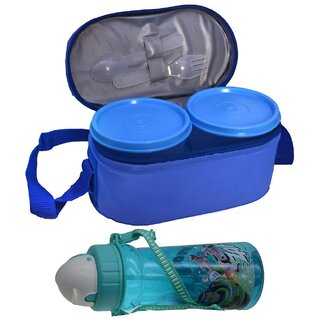                       with Bottle Assorted Plastic Lunch Box ( Pack of 2 ) 450 ml - 55                                              
