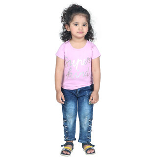                       Kid Kupboard Cotton Baby Girls T-Shirt, Light Pink, Half-Sleeves, Crew Neck, 2-3 Years KIDS4665                                              