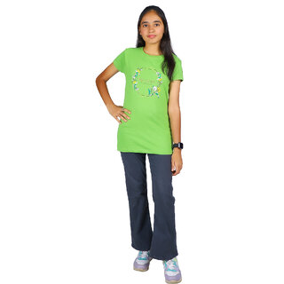                       Kid Kupboard Cotton Girls T-Shirt, Green, Half-Sleeves, Crew Neck, 9-10 Years KIDS4689                                              