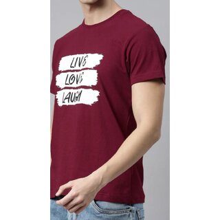                       Ruggstar Maroon Printed Half Sleeve Round Neck Casual T-Shirt                                              