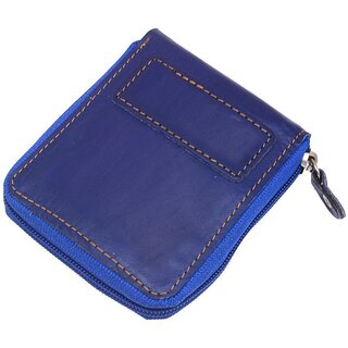                       Blue Faux Leather Men's Zip Around Wallet ( Pack of 1 ) - 20                                              