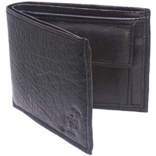                       Black Faux Leather Men's Two Fold Wallet ( Pack of 1 ) - 21                                              