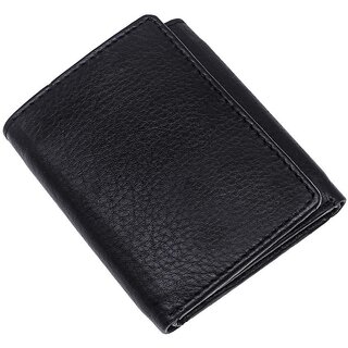                       Black Faux Leather Men's Three Fold Wallet ( Pack of 1 ) - 12 A                                              