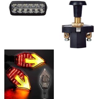                       Combo Fog light 12 led 1pc Arrow Indicator 2pc With Push Pull Switch 1pc                                              