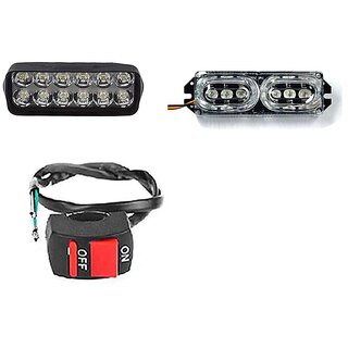                       Combo Fog light 12 led 1pc Bike  Flasher Light 1 Pc With Wire Switch 1pc                                              