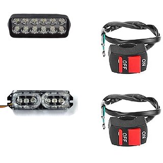                       Combo Fog light 12 led 1pc Bike  Flasher Light 1 Pc With Wire Switch 2pc                                              
