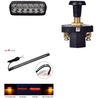                       Combo Fog light 12 led 1pc Bike Strip Brake Light 1 Pc With Push Pull Switch 1pc                                              