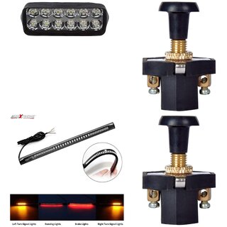                       Combo Fog light 12 led 1pc Bike Strip Brake Light 1 Pc With Push Pull Switch 2pc                                              