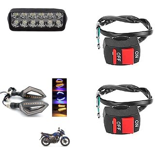                       Combo Fog light 12 led 1pc D Shape Indicator 2pc With Wire Switch 2pc                                               