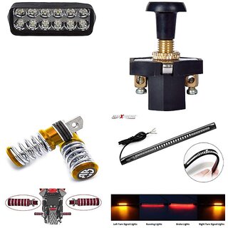                       Combo Fog light 12 led 1pc FootRest 1 Pair Strip Brake Light 1 Pc With Push Pull Switch 1pc                                               