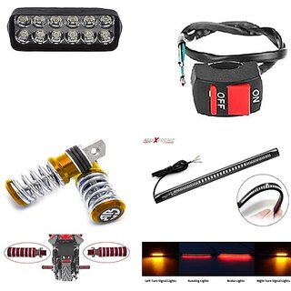                       Combo Fog light 12 led 1pc FootRest 1 Pair Strip Brake Light 1 Pc With Wire Switch 1pc                                               