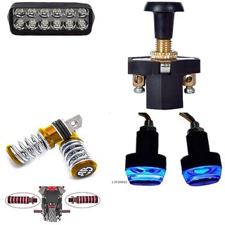                       Combo Fog light 12 led 1pc FootRest 1 Pair Bike Handle Light 1 Pair With Push Pull Switch 1pc                                               