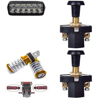                       Combo Fog Light 12 led 1pc FootRest 1 Pair With Push Pull Switch 2pc                                              
