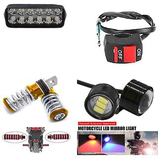                       Combo Fog light 12 led 1pc FootRest 1 Pair Strobe Light 1 Pair With Wire Switch 1pc                                               