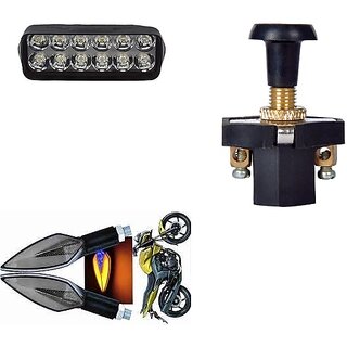                       Combo Fog light 12 led 1pc Leaf Indicator 2pc With Push Pull Switch 1pc                                               