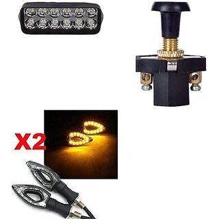                       Combo Fog light 12 led 1pc Paan Indicator 2pc With Push Pull Switch 1pc                                               