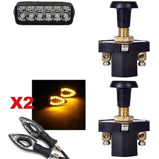                       Combo Fog light 12 led 1pc Paan Indicator 2pc With Push Pull Switch 2pc                                               