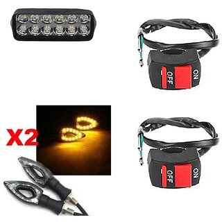                       Combo Fog light 12 led 1pc Paan Indicator 2pc With Wire Switch 2pc                                               