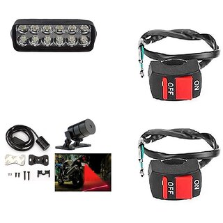                      Combo Fog Light 12 led 1pc  Bike Red Lesser Light 1 Pc With Wire Switch 2pc                                              