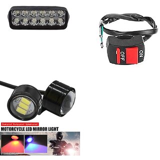                       Combo Fog light 12 led 1pc Bike Strobe Light 1 Pc With Wire Switch 1pc                                               