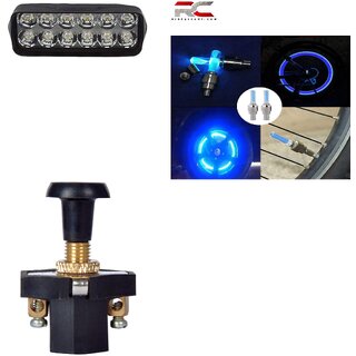                       Combo Fog light 12 led 1pc Bike Tyre Light 1 Pair With Push Pull Switch 1pc                                               