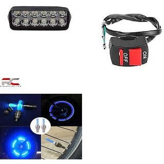                       Combo Fog light 12 led 1pc Bike Tyre Light 1 Pair With Wire Switch 1pc                                               