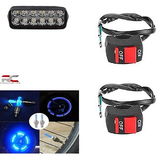                       Combo Fog light 12 led 1pc Bike Tyre Light 1 Pair With Wire Switch 2pc                                              