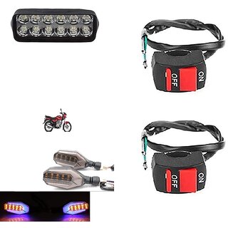                       Combo Fog light 12 led 1pc U Shape Indicator 2pc With Wire Switch 2pc                                              