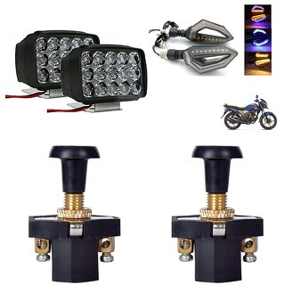                       Combo Fog Light 15 led 2 D Shape Indicator 2pc with Push Pull Switch 2pc                                               