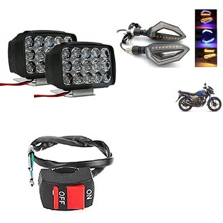                       Combo Fog Light 15 led 2 D Shape Indicator 2pc with Wire Switch 1pc                                               