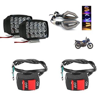                       Combo Fog Light 15 led 2 D Shape Indicator 2pc with Wire Switch 2pc                                               