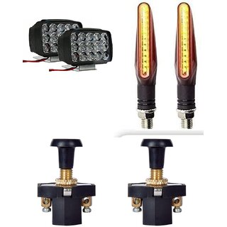                      Combo Fog Light 15 led 2 KTM Indicator 2pc with push pull switch 2 pc                                               
